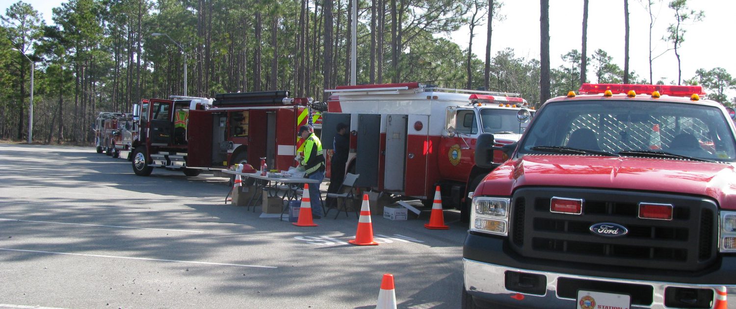 fire truck line-up at Fire in the Pines